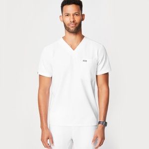 Figs Mens Leon White Three-Pocket Scrub Top -New with tags